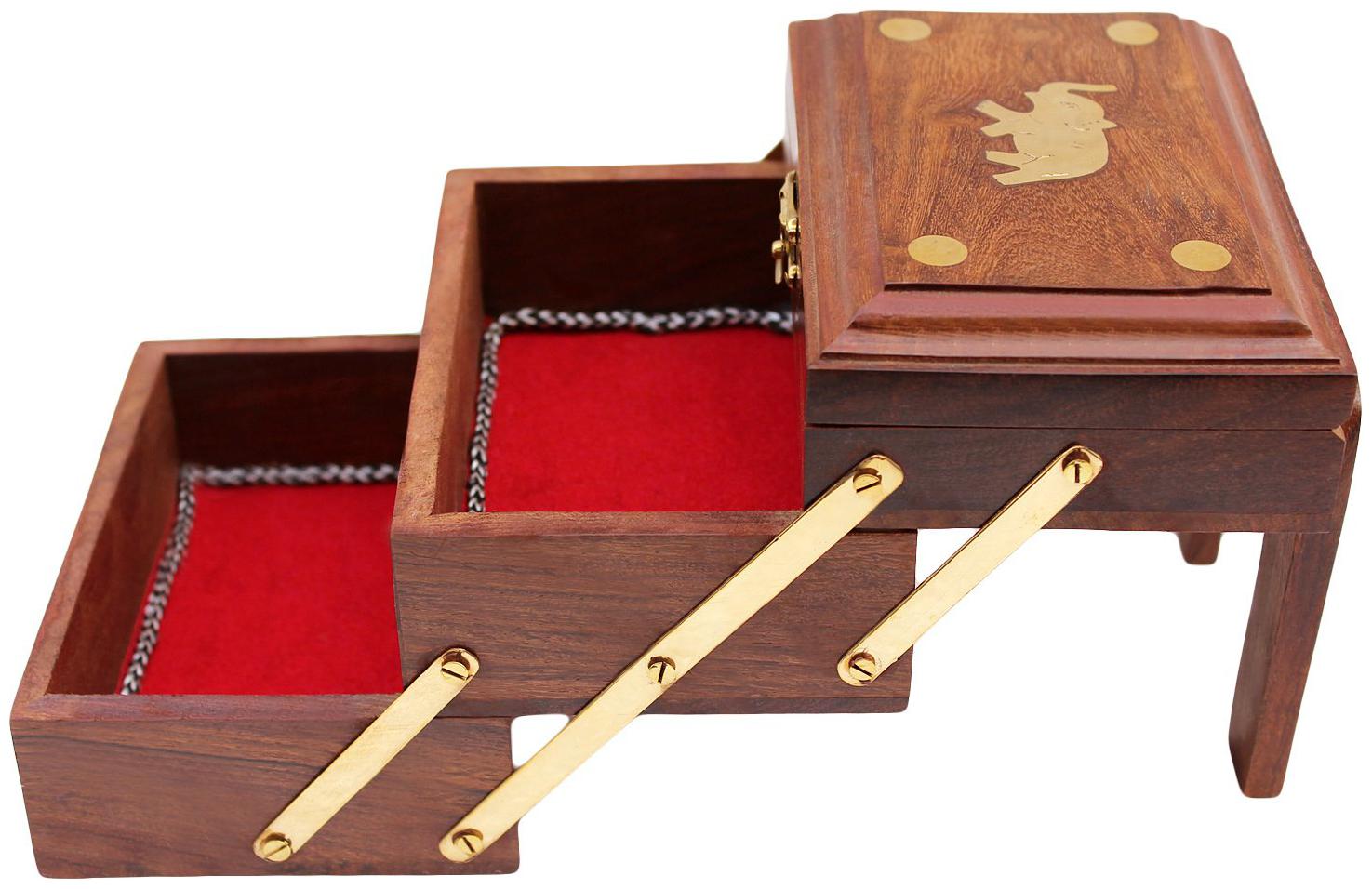 

CraftShoppee Wooden Jewellery Box for Women Jewel Organizer Hand Carved Carvings Gift Items