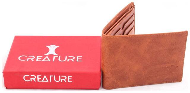 Creature Men Brown PU Bi-Fold Wallet