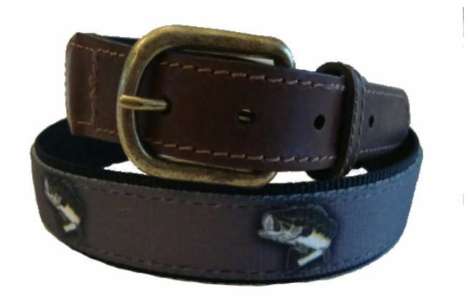 

Croakies Leather Nylon Canvas LARGE MOUTH BASS Fishing Belt NWT Vaughn Cochran