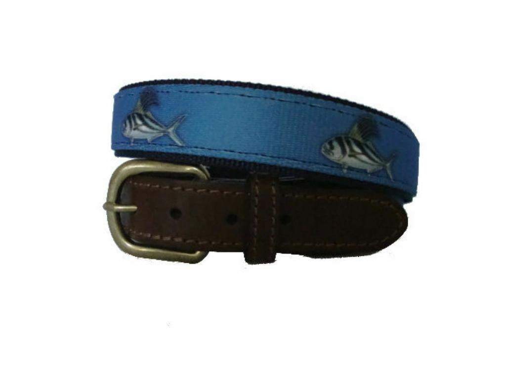 

CROAKIES Mens Leather Nylon Canvas Fishing Belt ROOSTERFISH pick your size