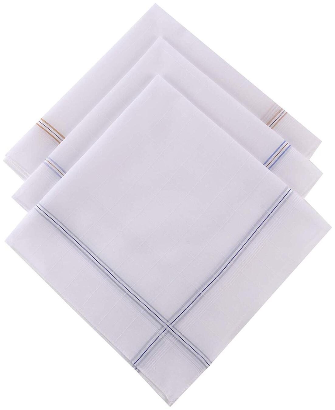 

Crossline White Cotton Handkerchiefs ( Pack of 3 )