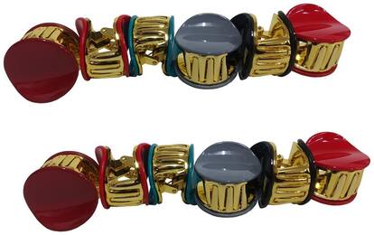 De-Ultimate (Set Of 12 pcs) Premium Quality Oval Shape Plain Design Trending Fashionable Lightweight Plastic Hair Claw/Clutcher Clip/Stylish Pins Hair Accessories Set For Women's & Girl's (Multicolor)