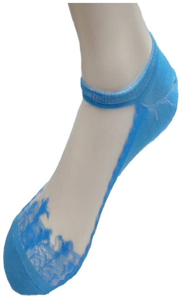 

Dezi Loafer Silk Cotton Soft Crystal Lace Elastic Socks Blue color