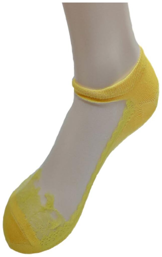 

Dezi Loafer Silk Cotton Soft Crystal Lace Elastic Socks Yellow color