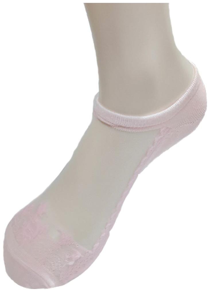 

Dezi Loafer Silk Cotton Soft Crystal Lace Elastic Socks Pink color