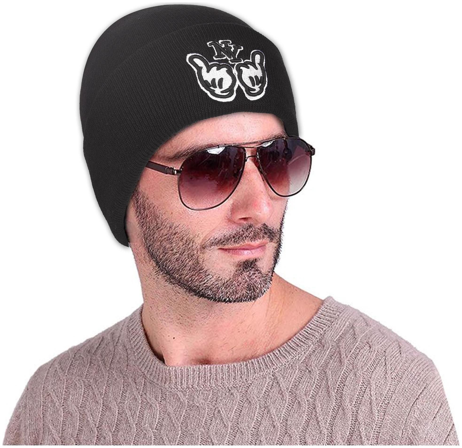 

DRUNKEN Men s Winter Cap Woolen NY Plain Skull Beanie Cap Black Freesize Warm Cap