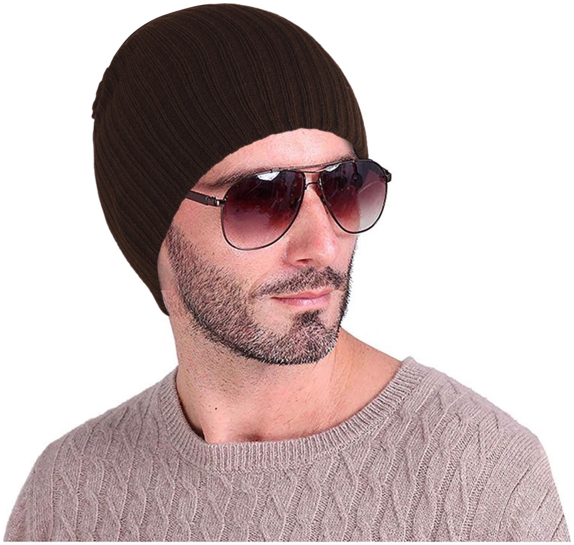 

DRUNKEN Men Women Slouchy Woollen Winter Beanie skull cap Brown