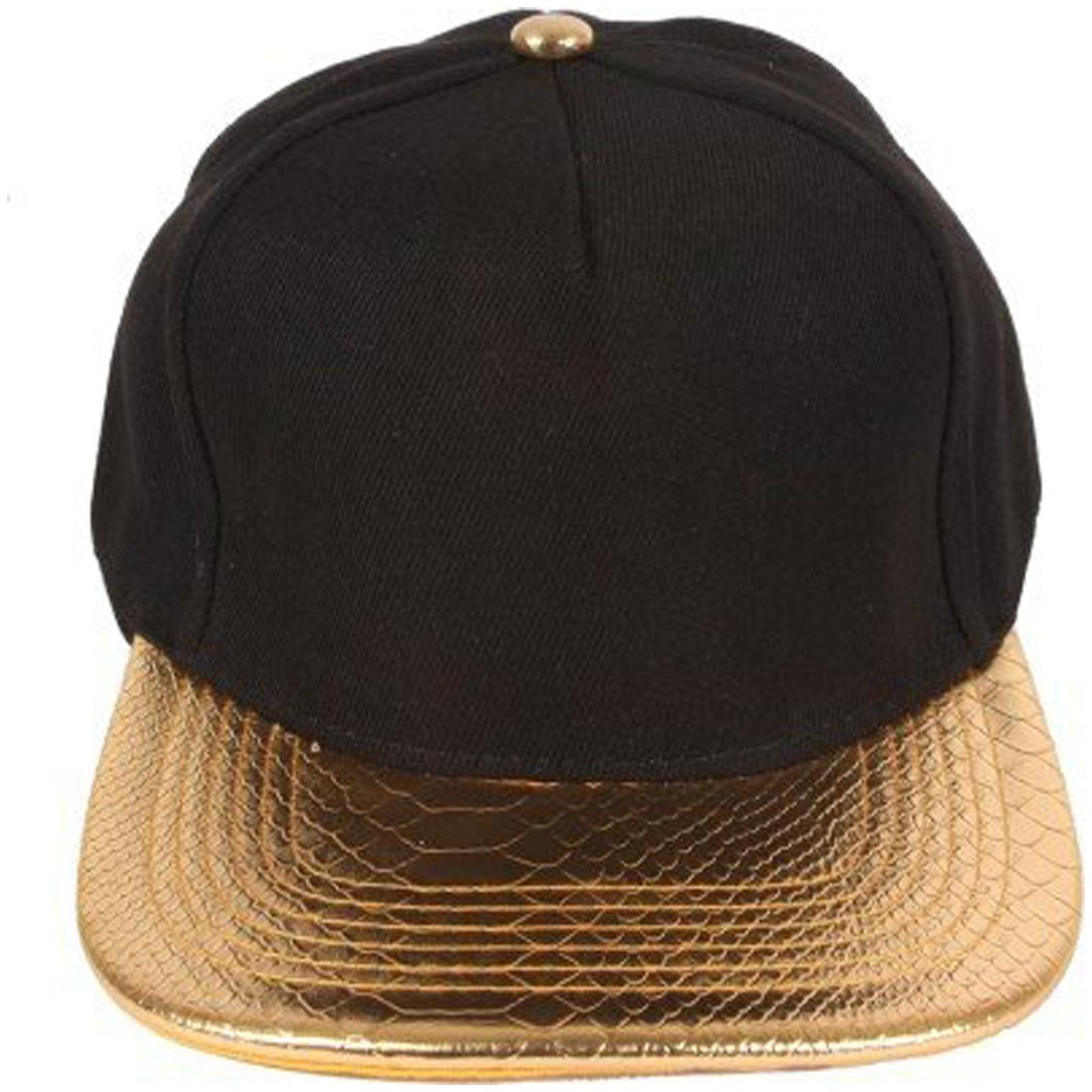 

DRUNKEN Men s Black And Gold Adjustable Snapback Cotton Cap