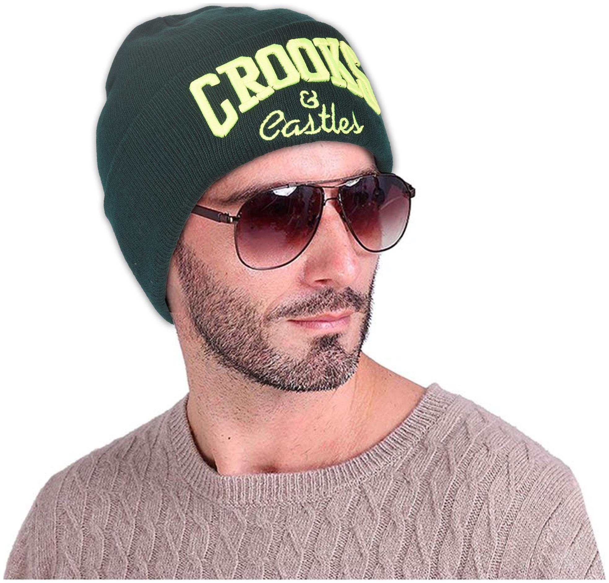 

DRUNKEN Men s Winter Cap Woolen Plain Skull Beanie knit Cap Green Freesize Warm Cap