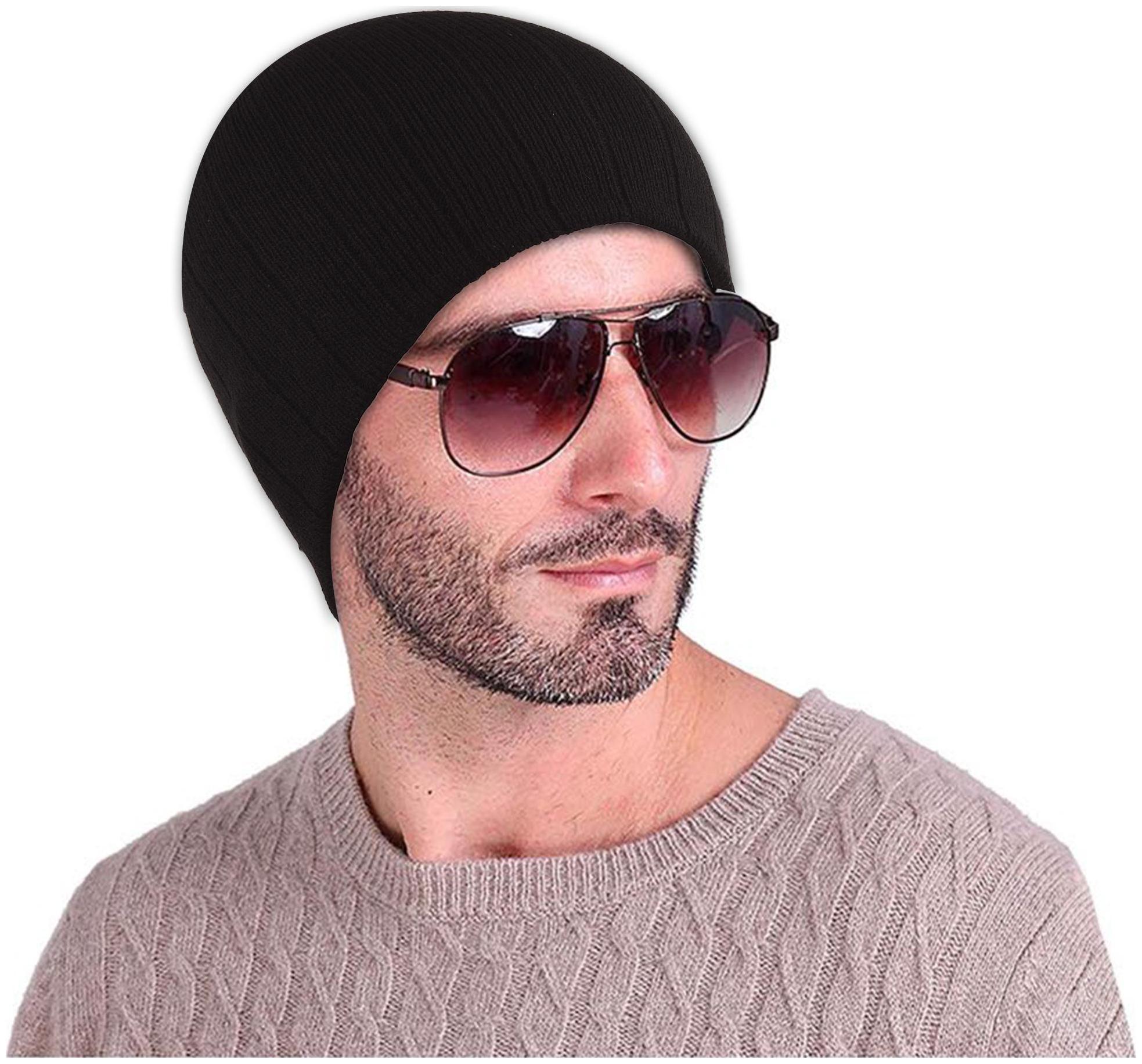 

DRUNKEN Men Women Ribbed knitt stylish woollen Beanie Cap Black
