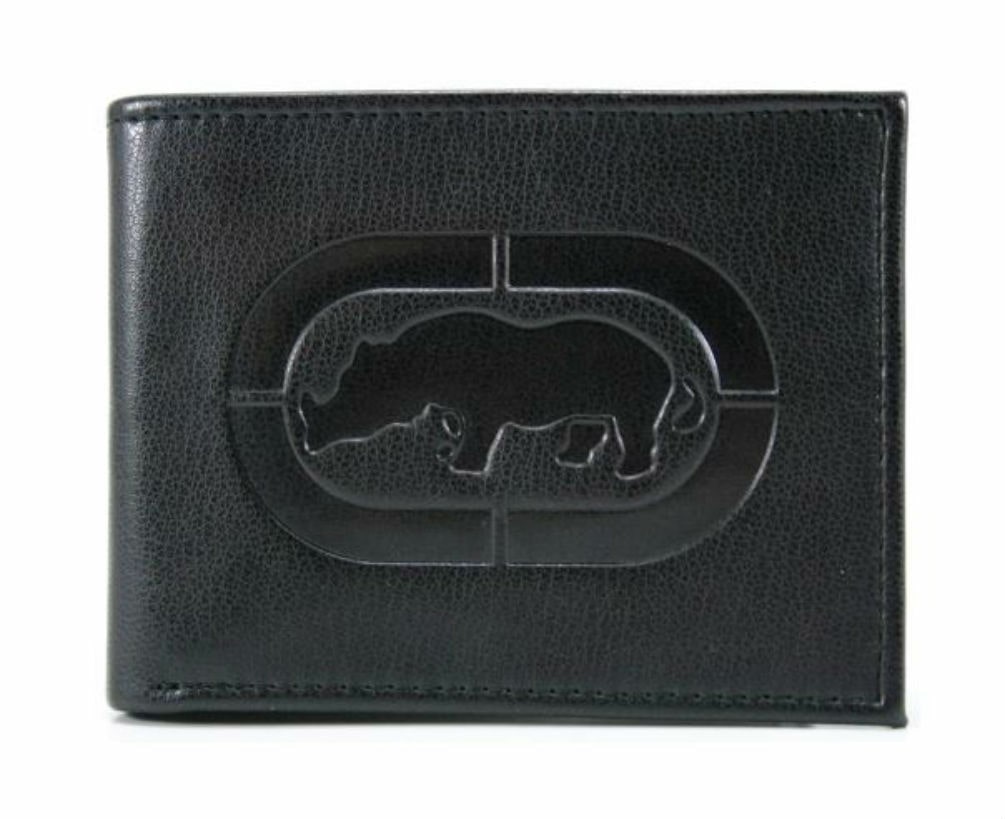 

ECKO UNLIMITED Mens Black Leather RHINO Bi Fold Pass Case Wallet ID Holder