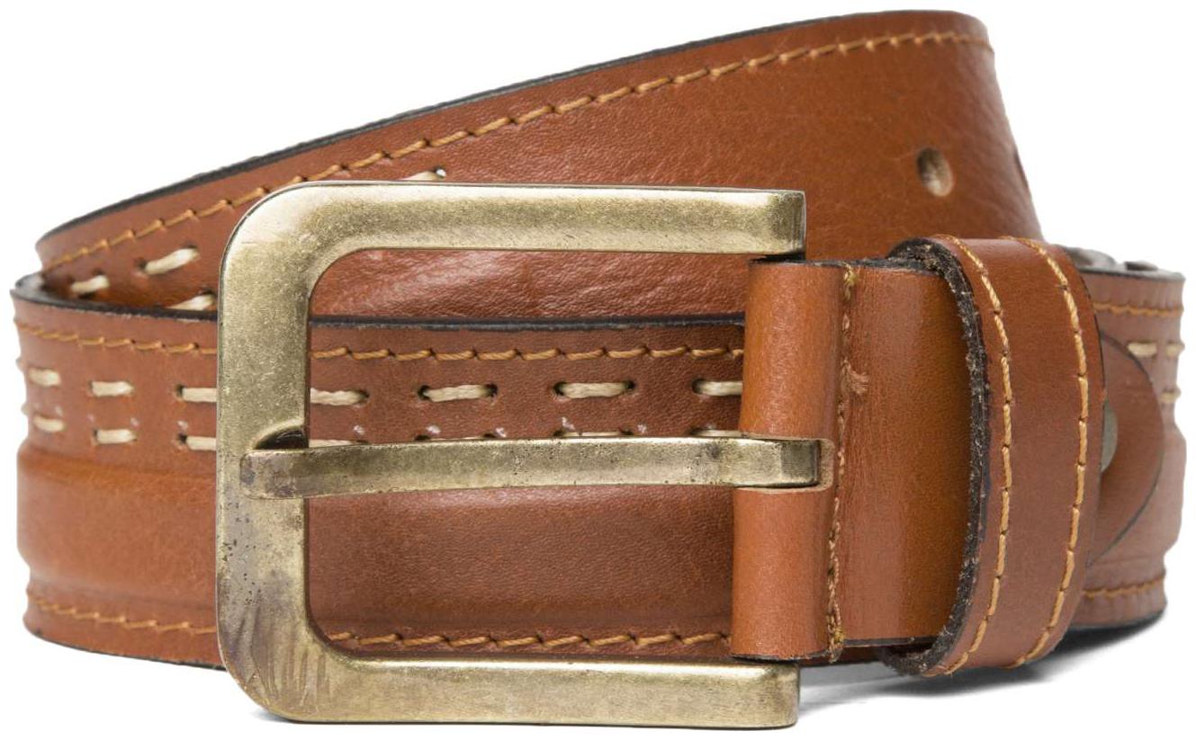 

ED HARDY Brown Contrast Stitch Leather Belt