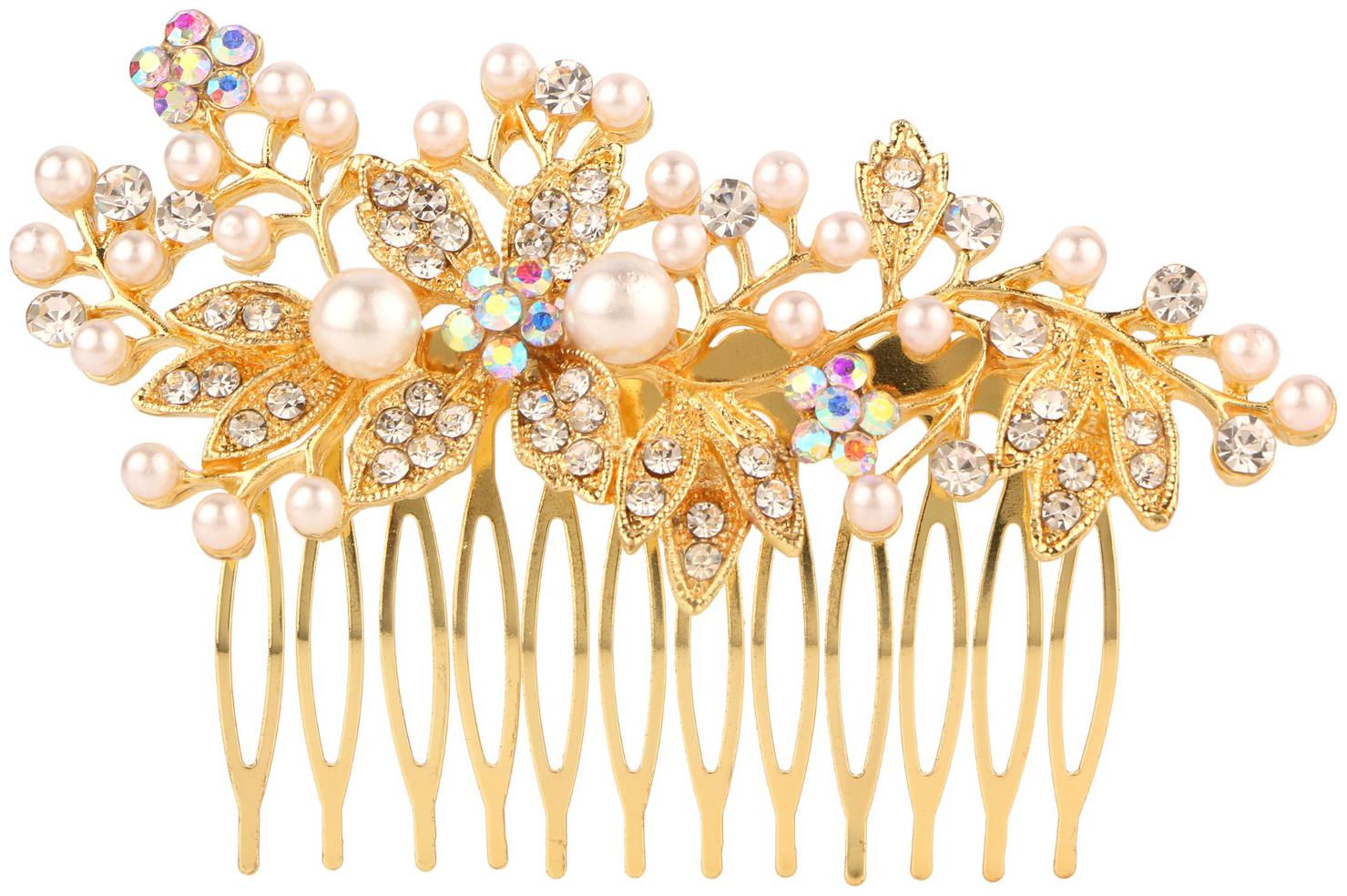 

Efulgenz Stylish Gold Plated Bridal Crystal Pearl Hair Clip Pin Jewellery Wedding Accessories