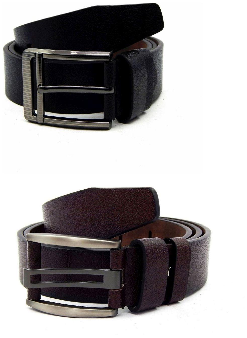 

Els Black Brown Synthetic Leather Belts For Men