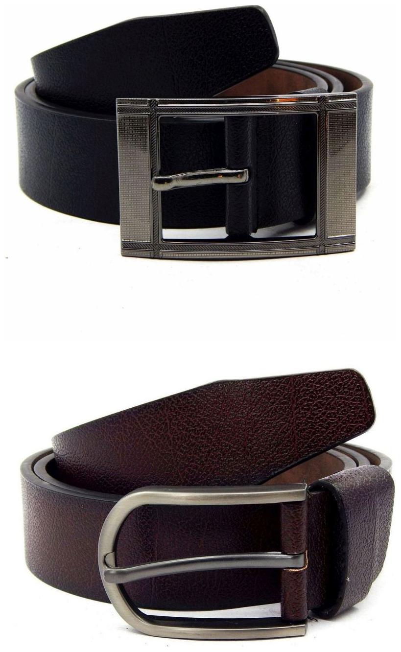 

Els Black Brown Synthetic Leather Belts For Men