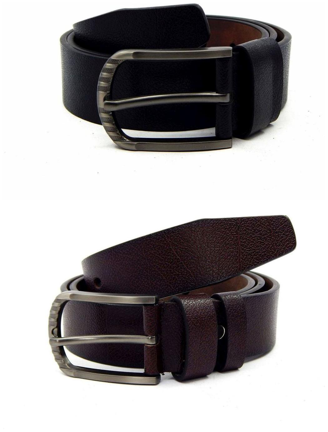 

Els Black Brown Synthetic Leather Belts For Men