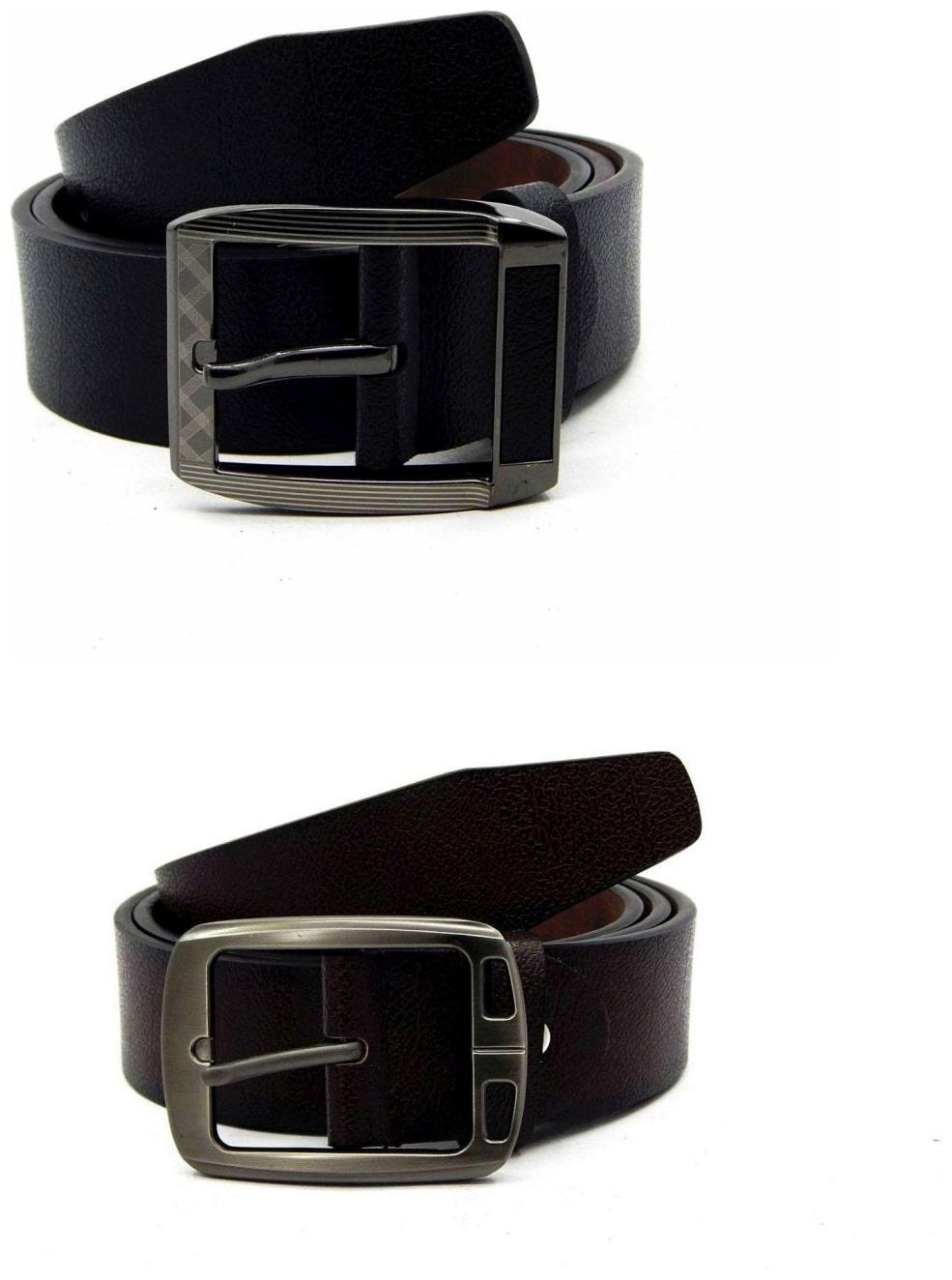

Els Black Brown Synthetic Leather Belts For Men