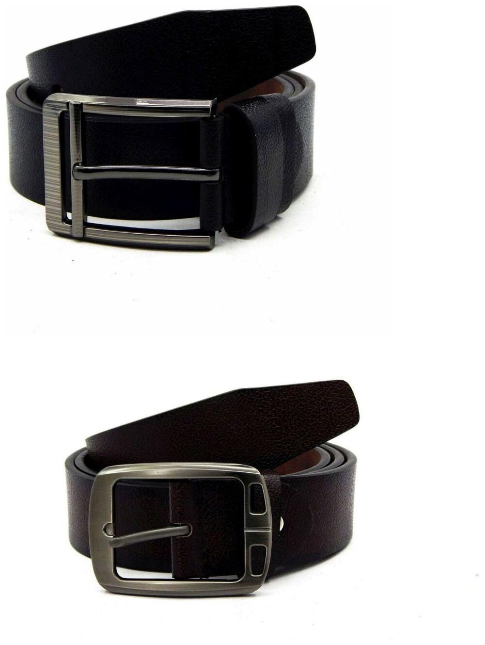 

Els Black Brown Synthetic Leather Belts For Men
