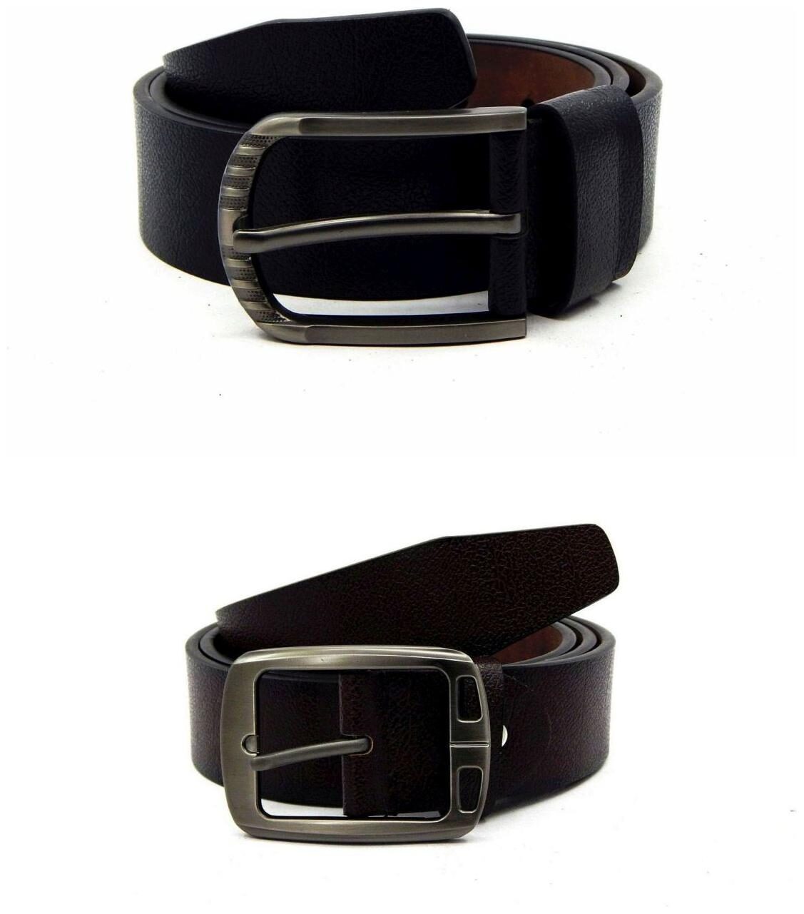 

Els Black Brown Synthetic Leather Belts For Men