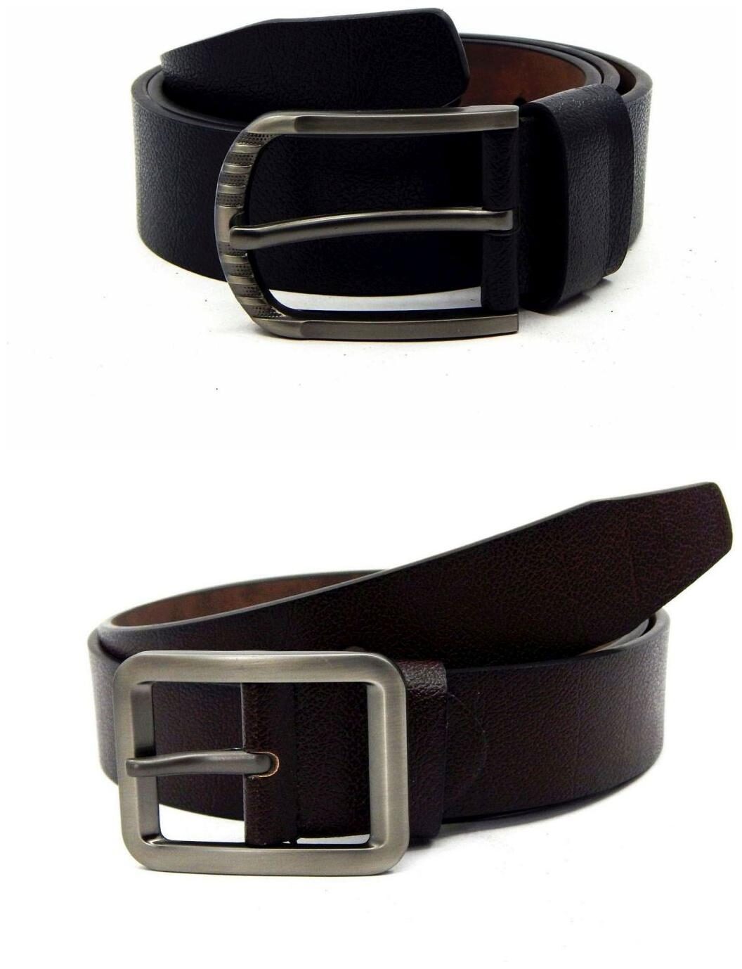 

Els Black Brown Synthetic Leather Belts For Men