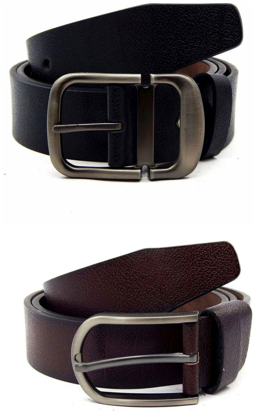 

Els Black Brown Synthetic Leather Belt For Men