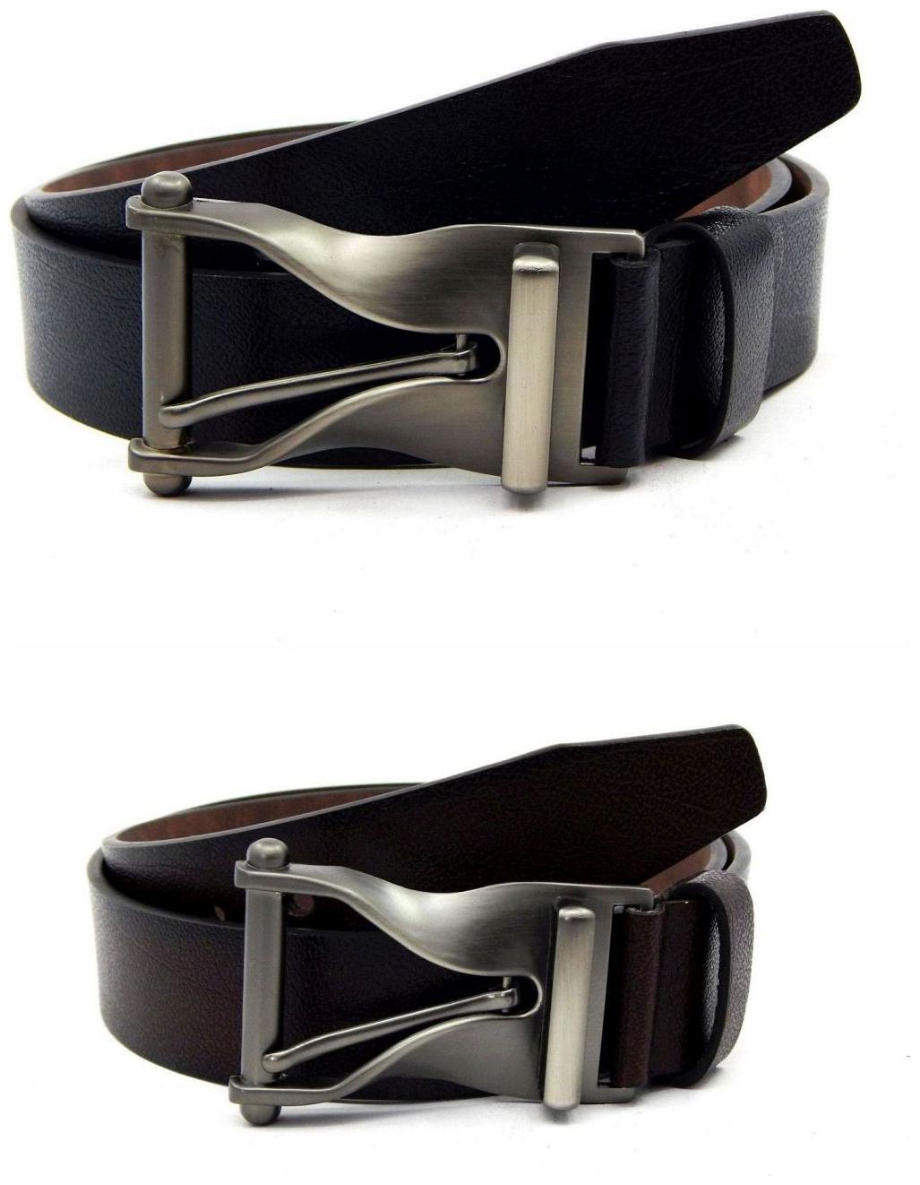 

Els Black Brown Synthetic Leather Belts For Men