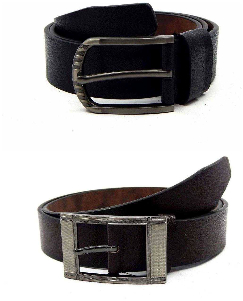 

Els Black Brown Synthetic Leather Belts For Men