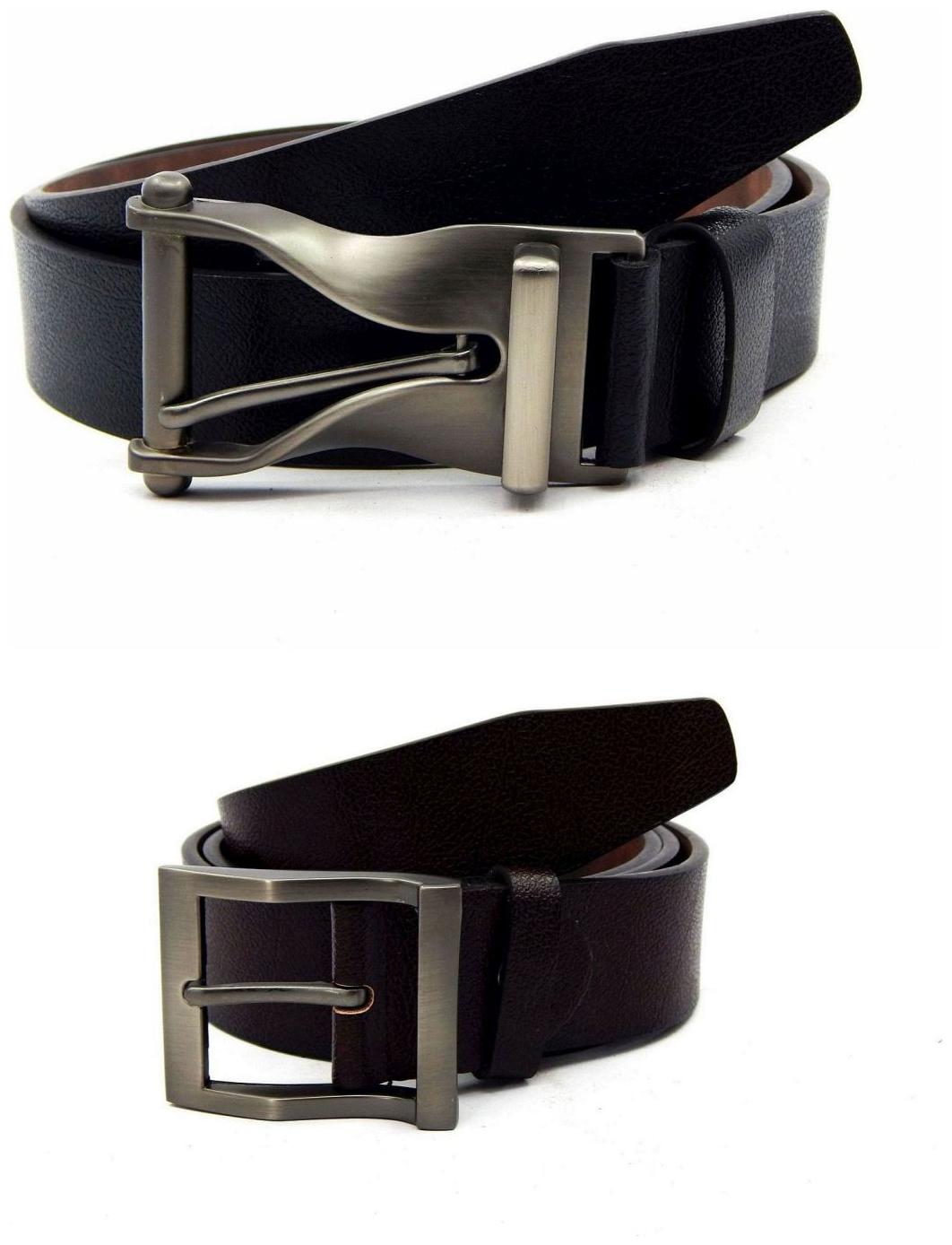 

Els Black Brown Synthetic Leather Belts For Men