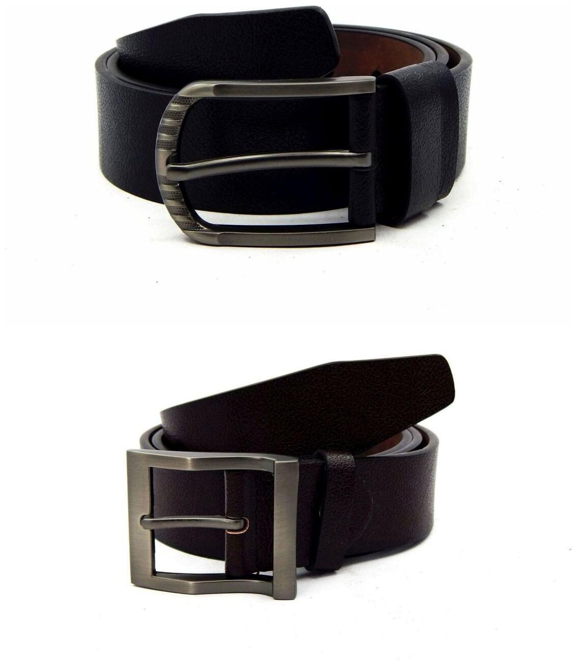

Els Black Brown Synthetic Leather Belts For Men
