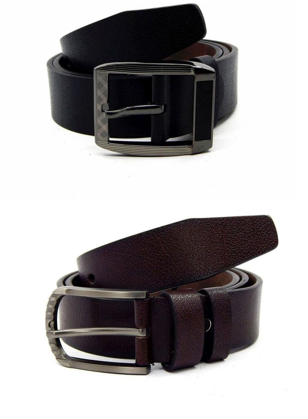 

Els Black Brown Synthetic Leather Belts For Men