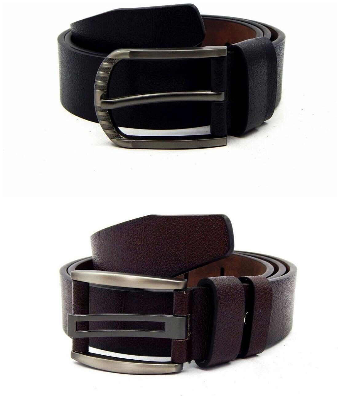 

Els Black Brown Synthetic Leather Belts For Men