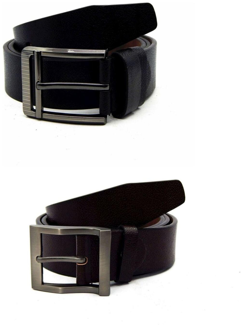 

Els Black Brown Synthetic Leather Belts For Men
