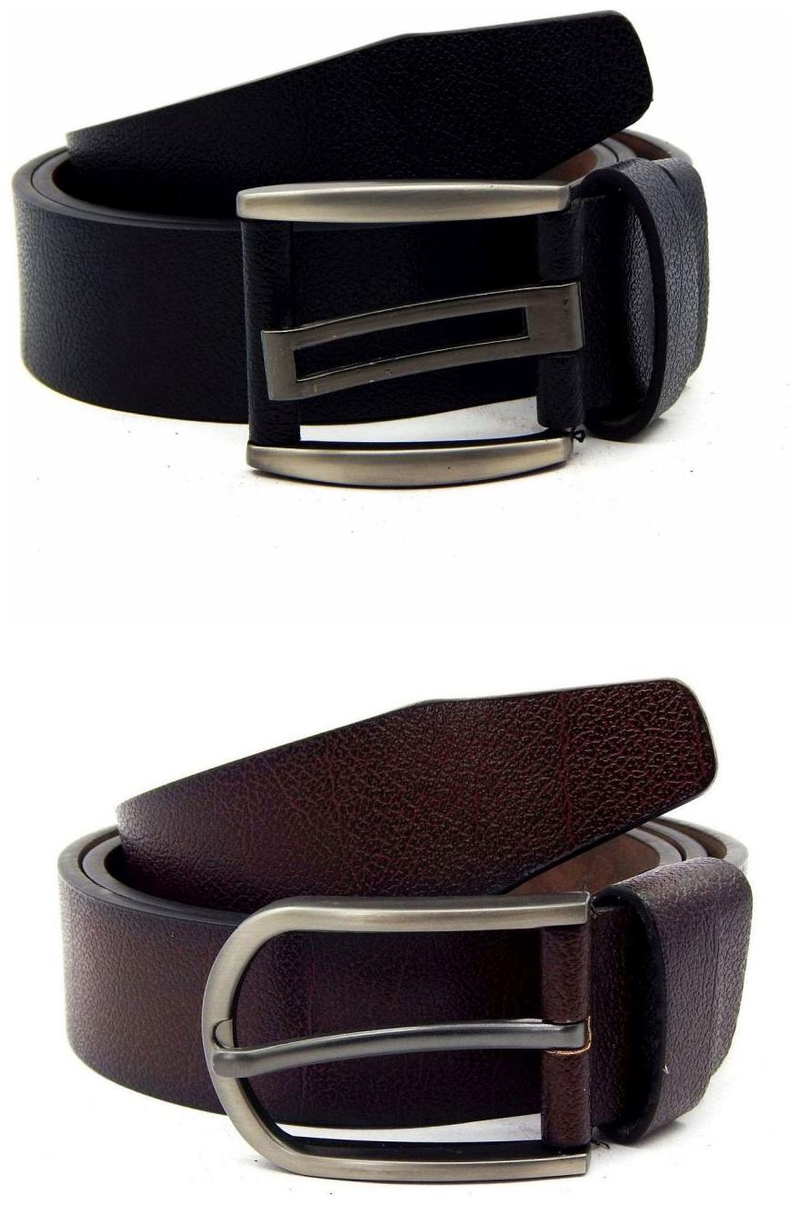 

Els Black Brown Synthetic Leather Belt For Men