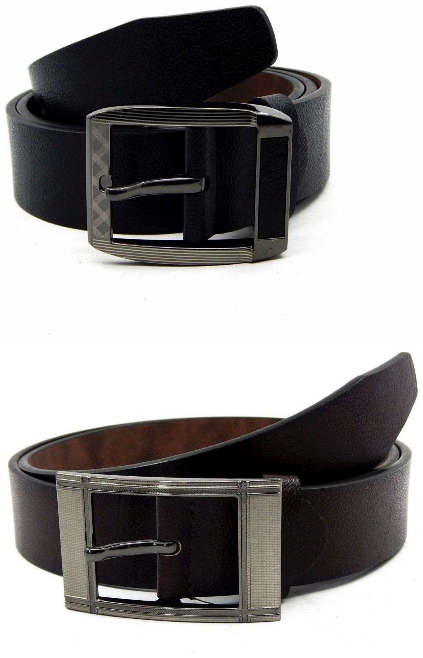 

Els Black Brown Synthetic Leather Belts For Men