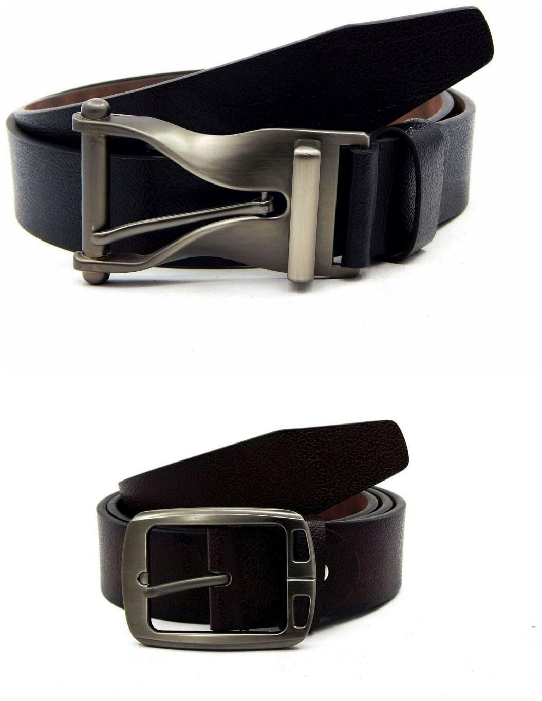 

Els Black Brown Synthetic Leather Belts For Men