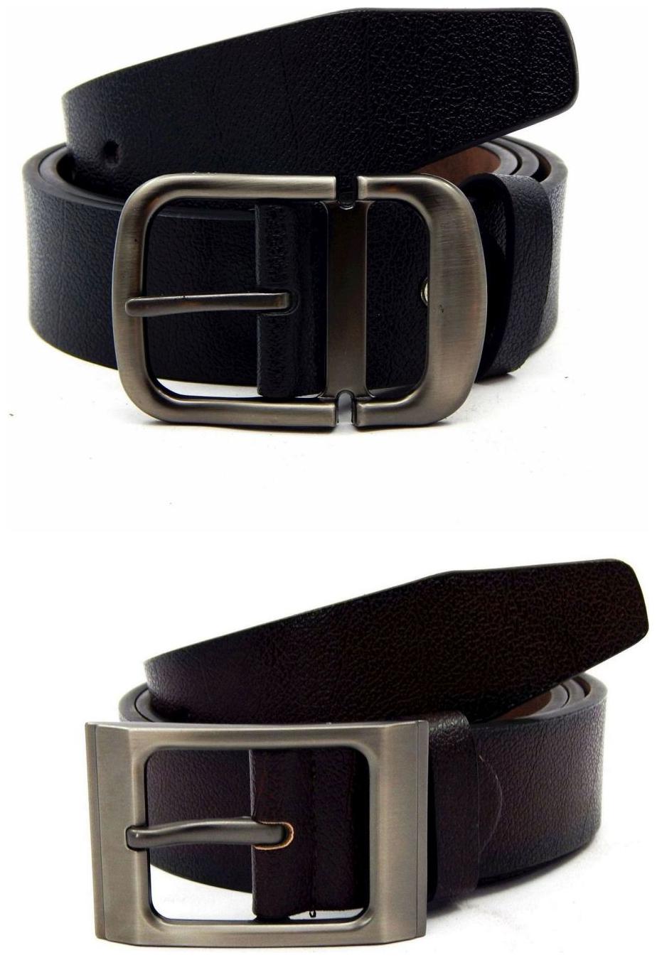 

Els Black Brown Synthetic Leather Belt For Men