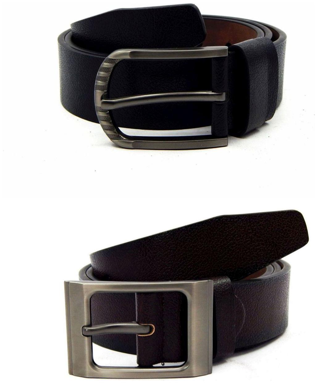 

Els Black Brown Synthetic Leather Belts For Men