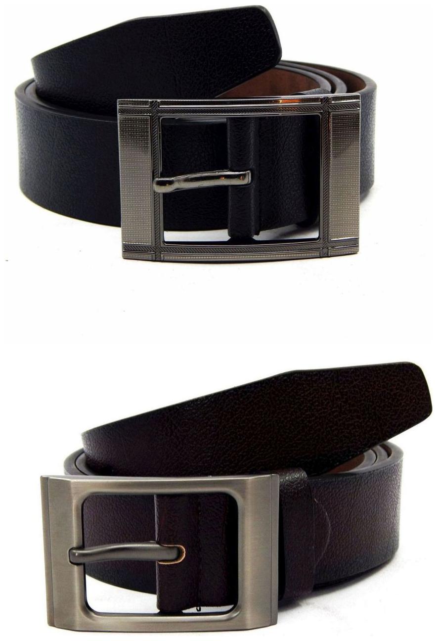 

Els Black Brown Synthetic Leather Belts For Men