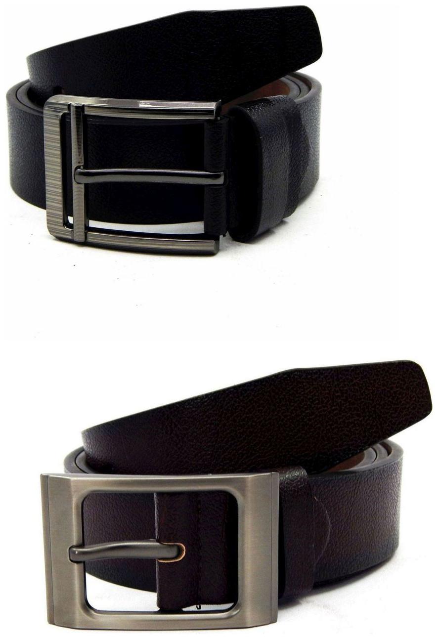 

Els Black Brown Synthetic Leather Belts For Men