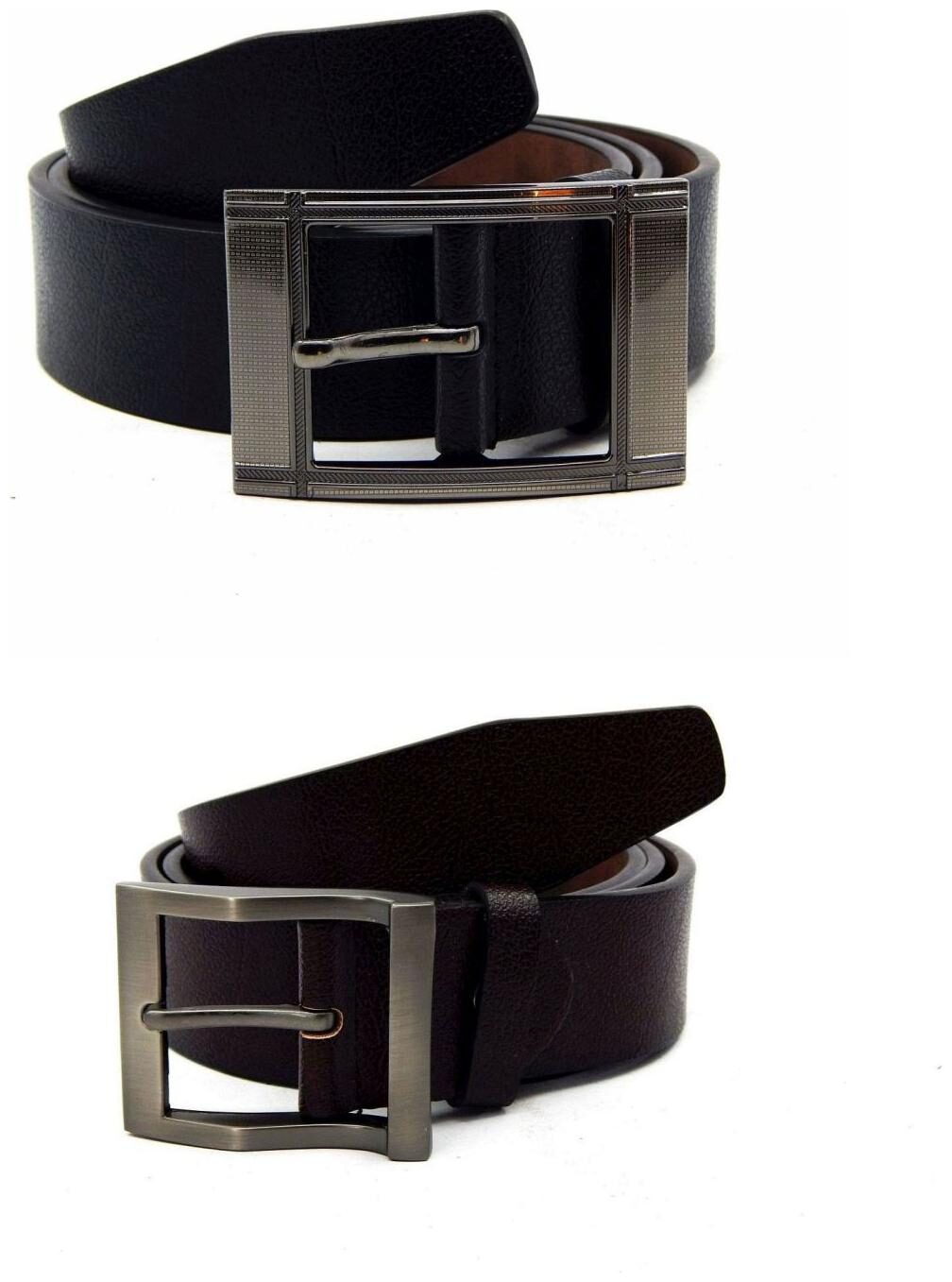 

Els Black Brown Synthetic Leather Belts For Men