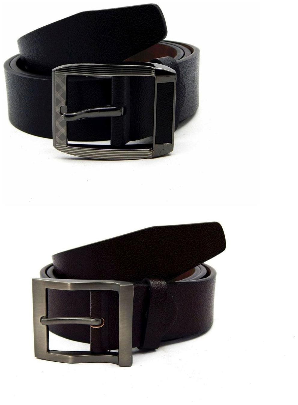 

Els Black Brown Synthetic Leather Belts For Men