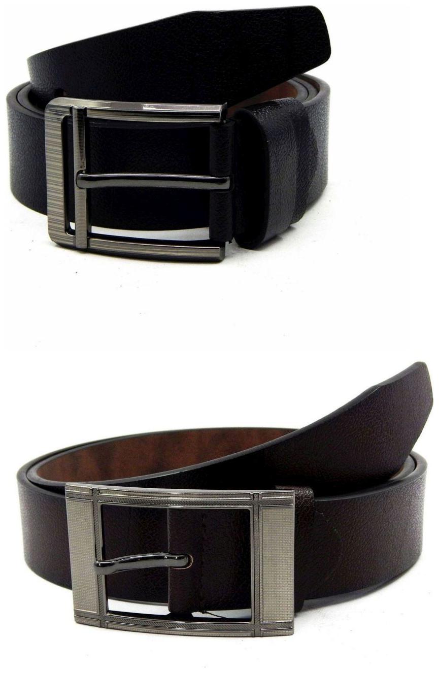 

Els Black Brown Synthetic Leather Belts For Men