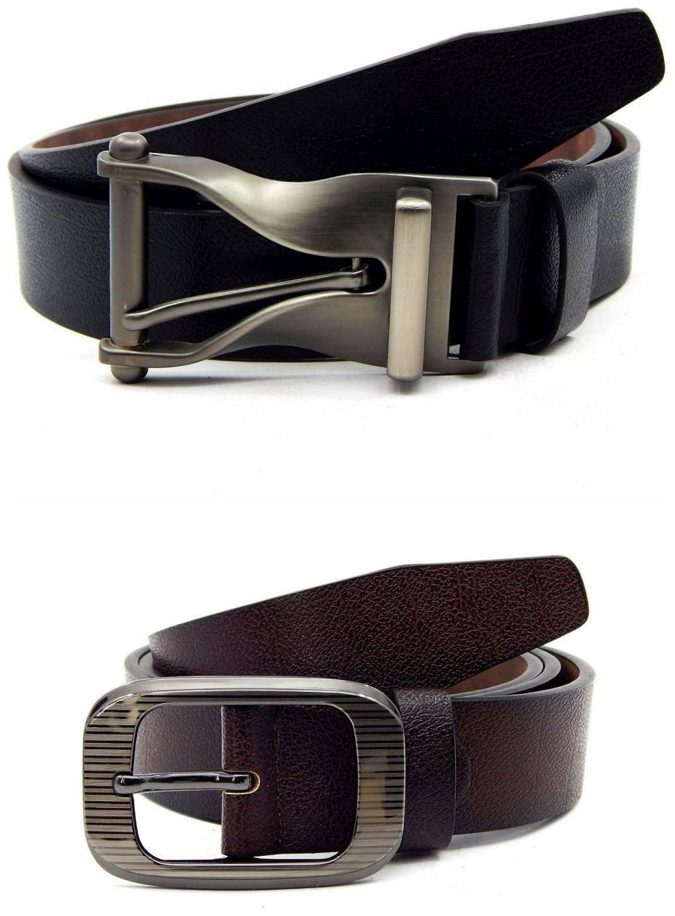 

Els Black Brown Synthetic Leather Belts For Men