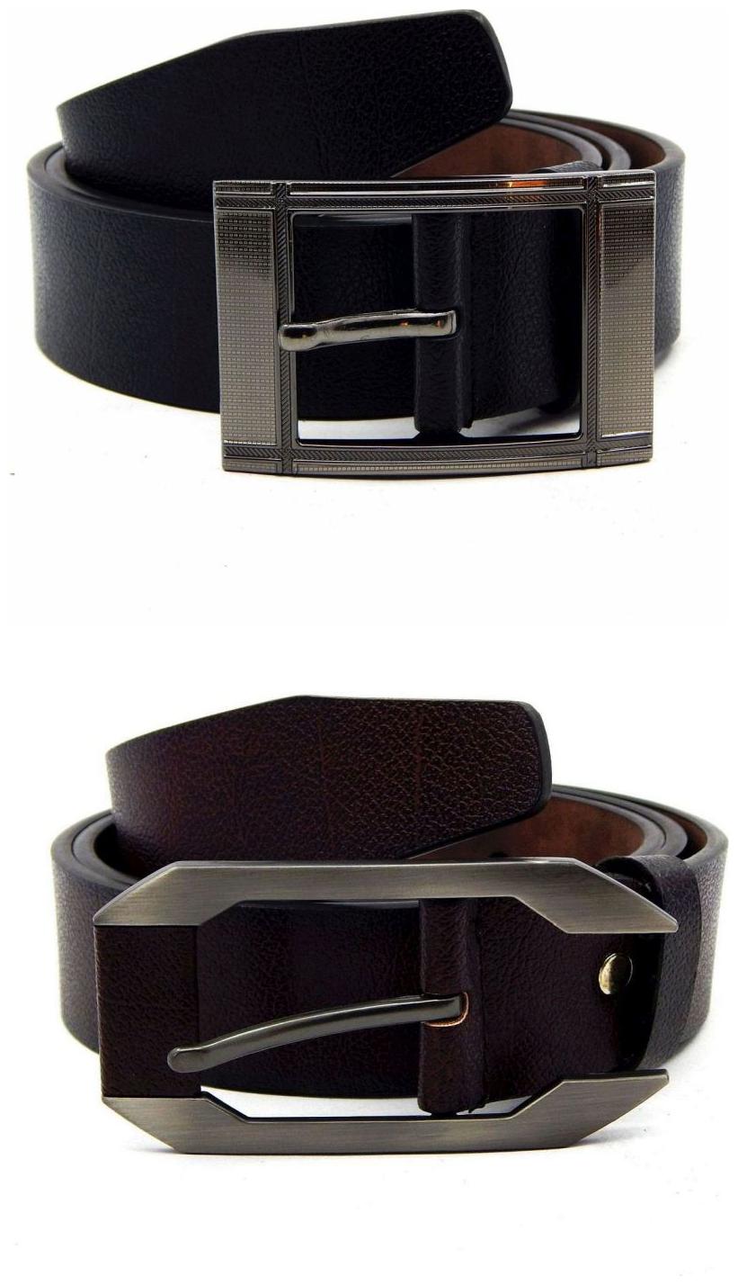 

Els Black Brown Synthetic Leather Belts For Men