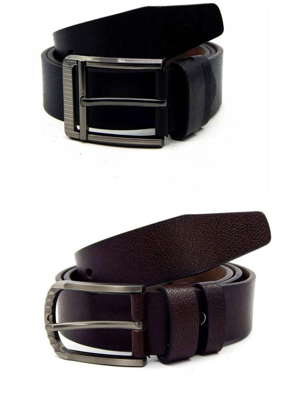 

Els Black Brown Synthetic Leather Belts For Men