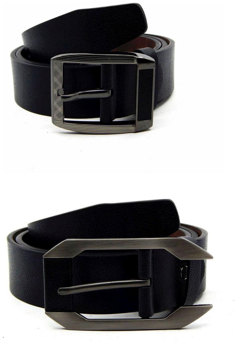 

Els Black Synthetic Leather Belts For Men