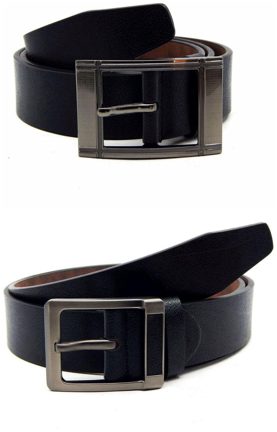 

Els Black Synthetic Leather Belts For Men