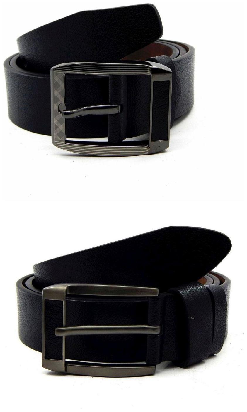 

Els Black Synthetic Leather Belts For Men