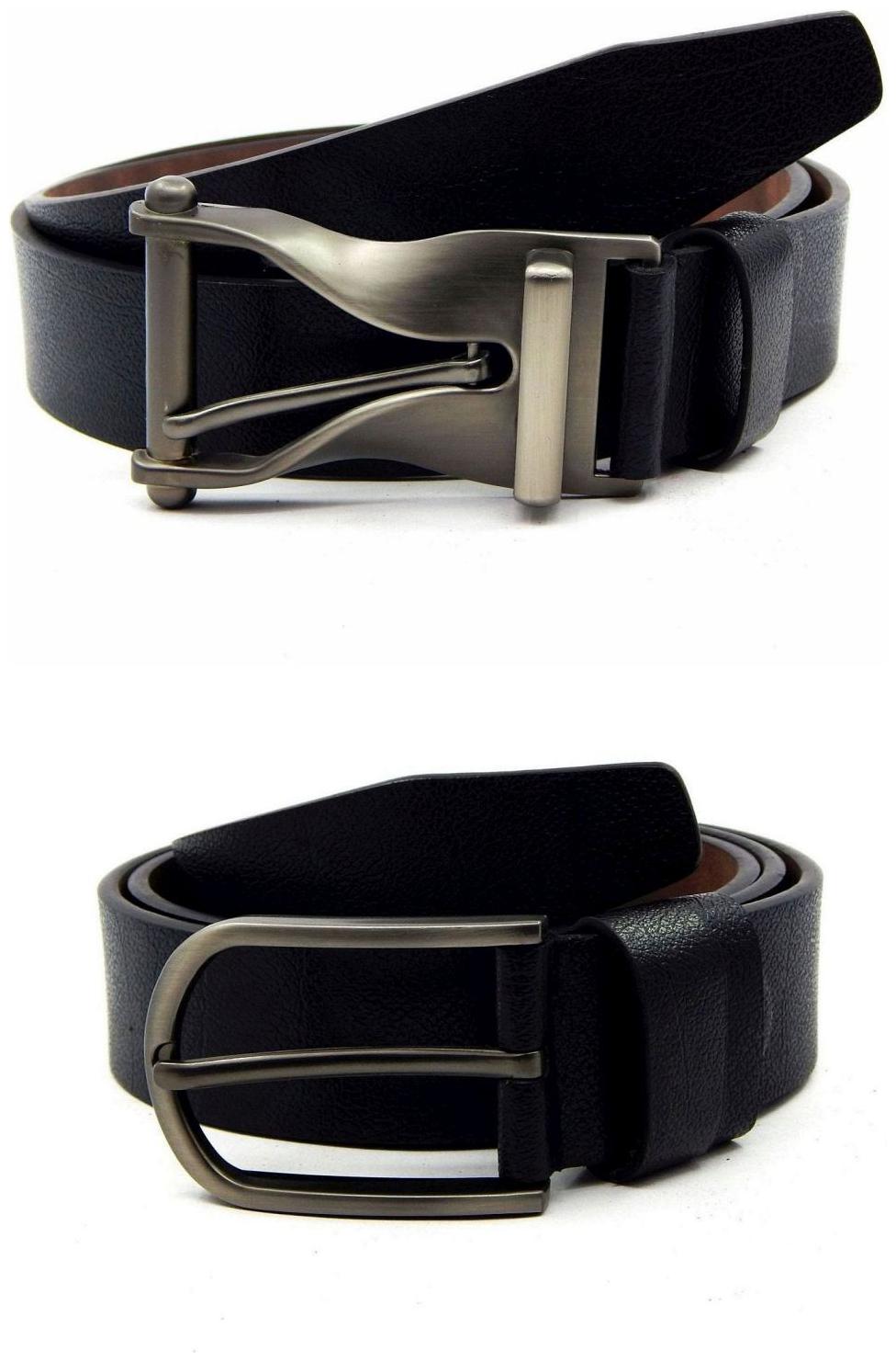

Els Black Synthetic Leather Belts For Men