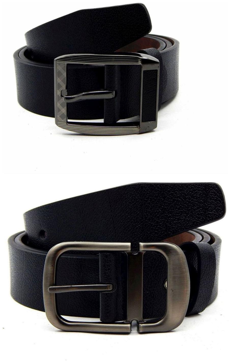 

Els Black Synthetic Leather Belts For Men